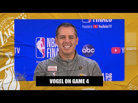 弗蘭克-沃格爾談湖人隊第四場比賽的勝利和安東尼-戴維斯對吉米-巴特勒的挑戰 - 2020年NBA總決賽。 (Frank Vogel on Lakers' Game 4 win and Anthony Davis taking on Jimmy Butler | 2020 NBA Finals)