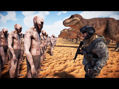 Me as Super Soldier & T-Rex vs 1,000,000 Zombie Army — UEBS 2