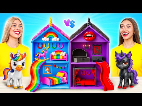 We Build Amazing Doll House | Rainbow vs Black Challenge by Multi DO Girls