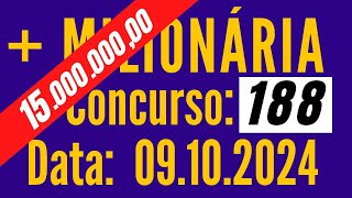 ???? Mais Milionária de hoje, Mais Milionaria 09/10, Resultado da Mais Milionaria 188,