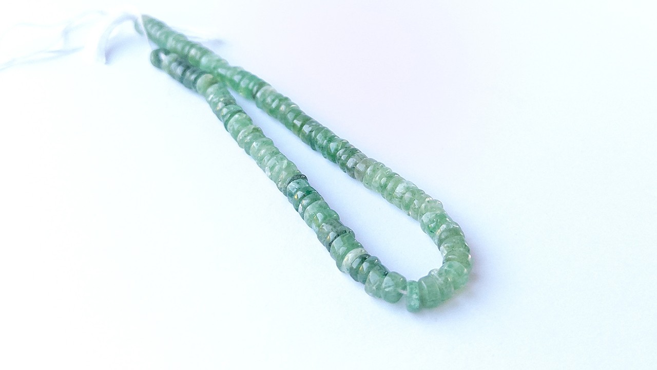Green Strawberry Quartz | Smooth Wheels | 5.7-6mm Bead Size | 21cm Strand Length video