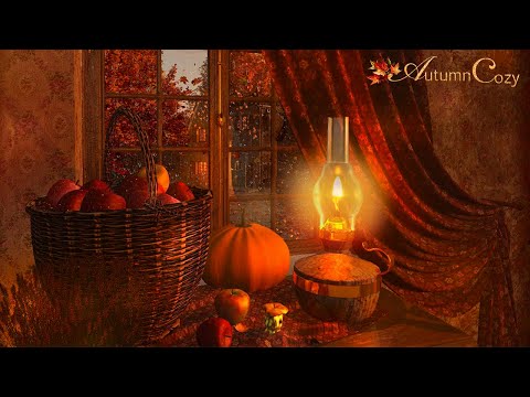Cozy Autumn Nook Ambience With Rain and Thunder Sounds For Sleeping and Relaxation