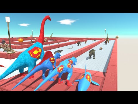 TEAM SUPER MAN DINOSAURS DEATH RUN TOUR - Animal Revolt Battle Simulator
