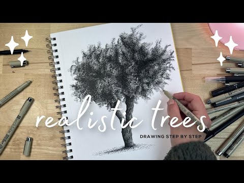 The Easy Way To Draw A Realistic Tree // Drawing Tutorial Step by Step (With Ink Pens)