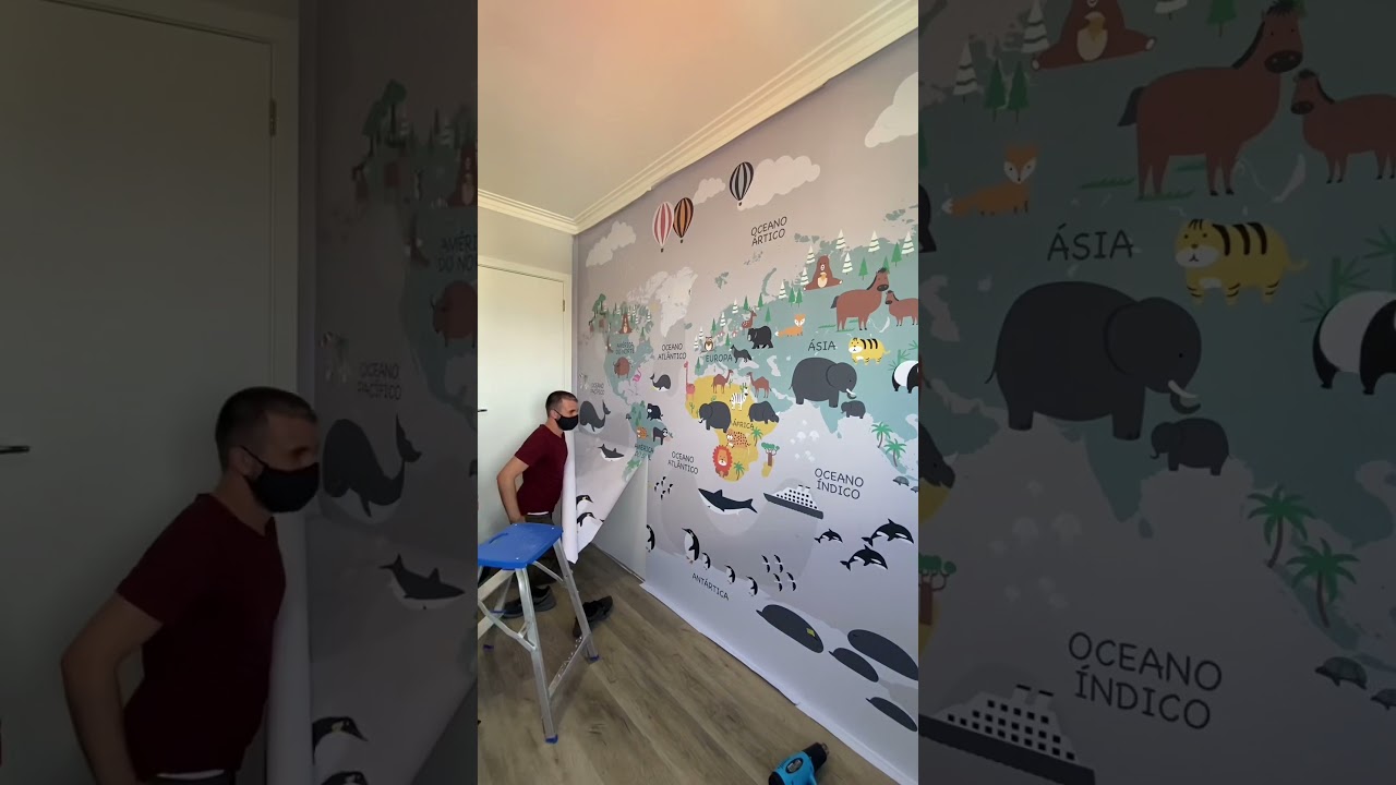 Adesivos Curitiba - Mapa Mundi Infantil papel de parede