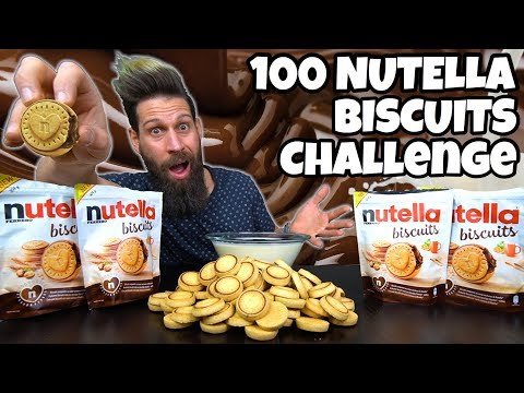 100 NUTELLA BISCUITS CHALLENGE (Con rinforzo di 2 LITRI di LATTE) - CHEAT DAY - MAN VS FOOD