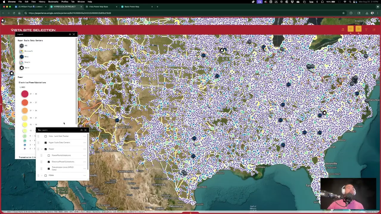 Vista Site Selection: Data Center Map