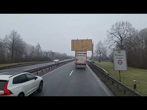: Fahrt mit dem Actros am Morgen von Laatzen zum Hof
