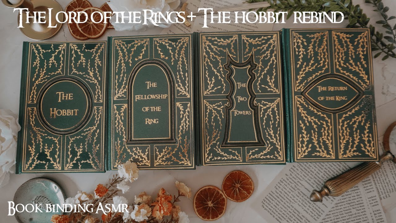 Rebinding The Lord of the Rings Trilogy + The Hobbit | Bookbinding ASMR