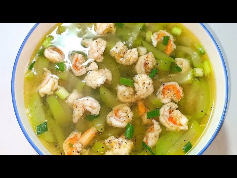 Cách làm CANH BẦU NẤU TÔM TƯƠI ngọt ngon thanh mát - Bếp Nhà Hoàng