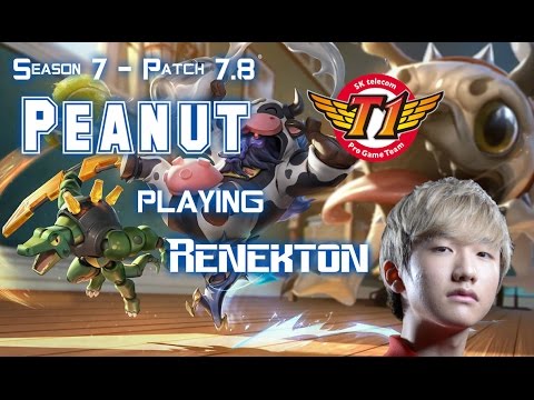 SKT T1 Peanut RENEKTON vs GALIO Top - Patch 7.8 KR Ranked