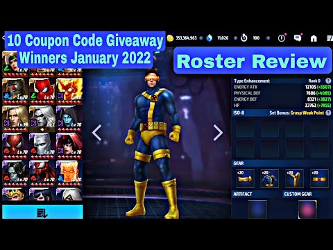 10 Coupon Code Giveaway Winners January 2022 & Roster Review - Marvel Future Fight