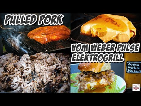 Bestes Pulled Pork vom Weber Pulse Elektrogrill - Pulled Pork Burger mit Carolina Mustard BBQ Sauce