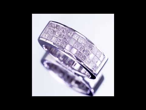 18k White Gold Princess Diamond Plaque Ring Size 6 1.60 CTW Gorgeous Gift!