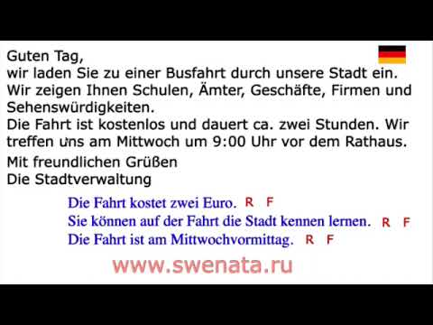 A1 Goethe Certificate I Reading Module I German Test