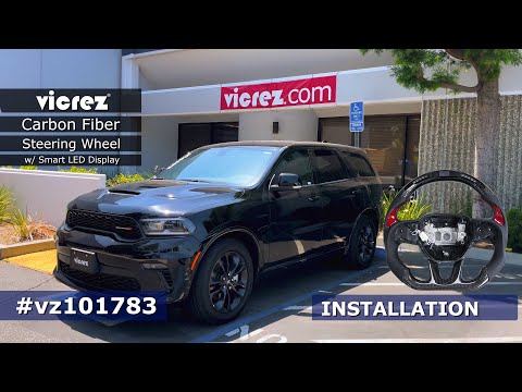 Vicrez Carbon Fiber Steering Wheel +LED Display vz101783 | Dodge Durango 2015-2023 | Installation