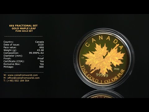 CANADA 2020 66$ Fractional Set 99.999% Pure Gold Royal Canadian Mint