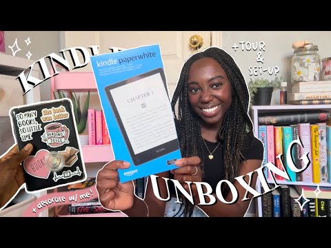 i got a kindle paperwhite!! unboxing, set-up + decorate with me!📚💓