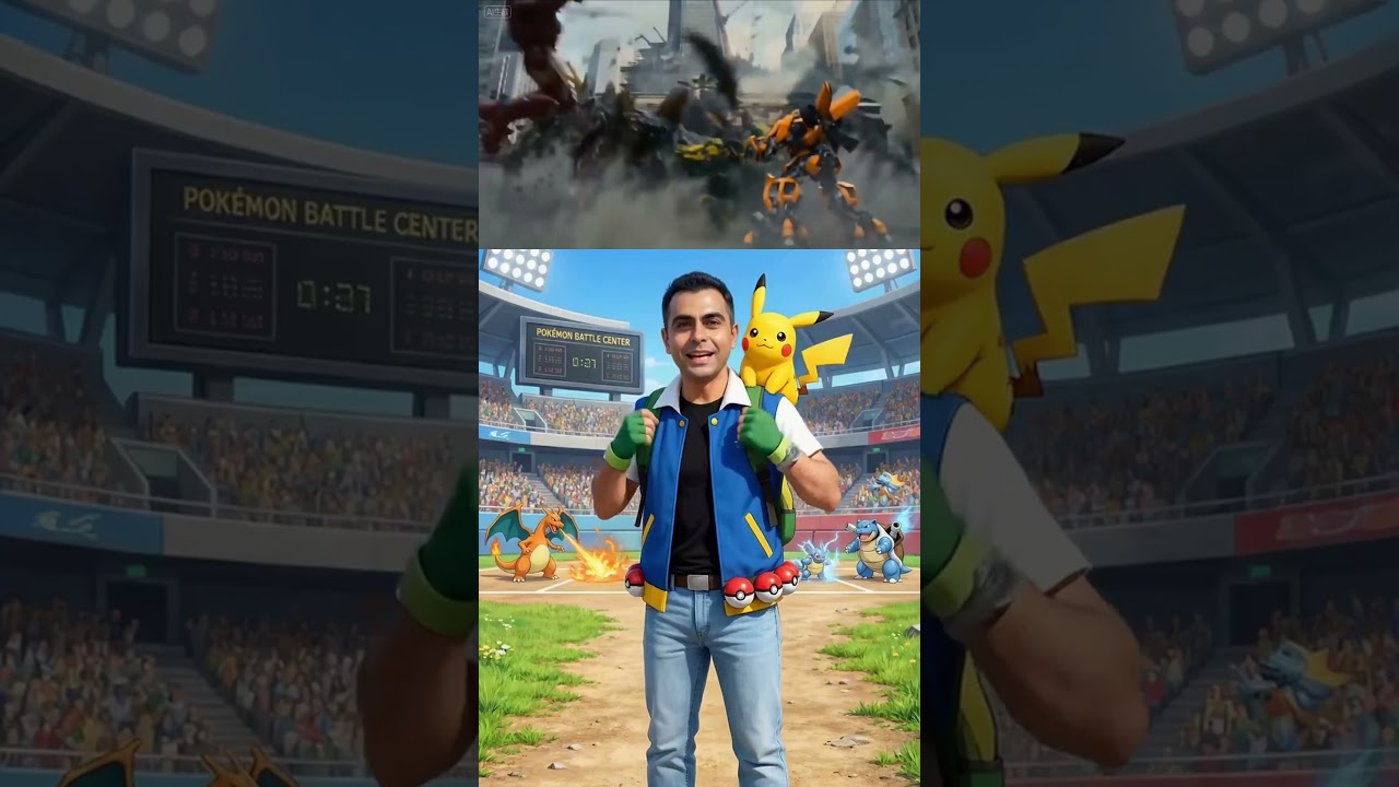 Pikachu, Godzilla y Doraemon juntos en la batalla campal 🤯Crea la batalla de tus sueños con IA
