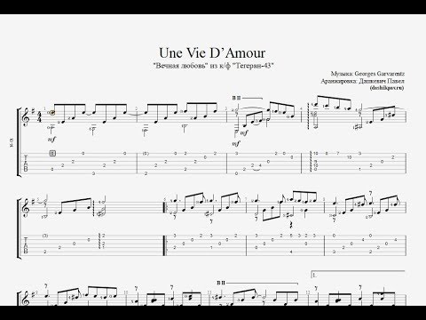 Une Vie D' Amour | Fingerstyle Guitar | Free Tab & Sheet | Pdf & Gp5