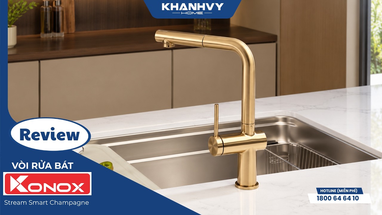Vòi rửa bát Konox Stream Smart Champagne