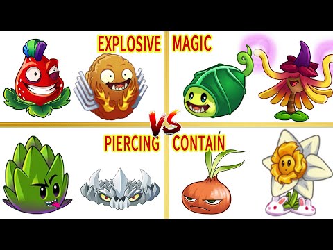 PvZ 2 Team Plants PIERCING & BOMb & MAGIC & CONTAIN PLANTS Vs Team Zombies -  Who Will Win？