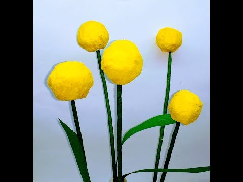 How to make paper flowers Billy Button / Craspedia (flower # 229)