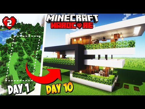 MarchiWORX (Minecraft Builds) - I Build a Modern House in HARDCORE Minecraft in 10 Days