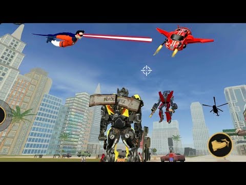 Vegas Crime Simulator - (Giant Transformer & Aline Car Robot Fight) Fly Car Destroyed by Superhero