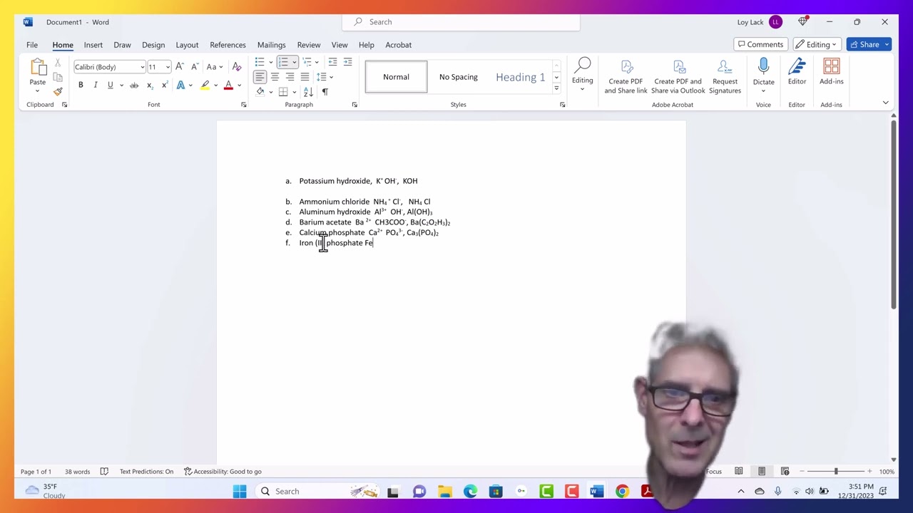 Chem 1 Module 9 Polyatomic ions