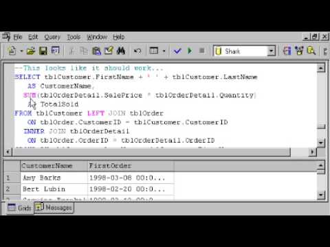 Sql Server Tutorial T Sql Left Outer Join Right Outer Join Full Join Combining Join