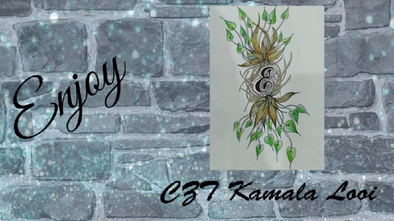 Zentangle Inspired Art (Alphabet  E with Tanglepatterns)