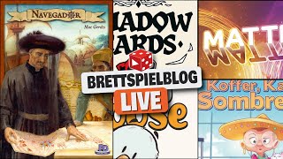 Shadow Cards, Greedy Goose, Matter Matters, Koffer, Katze, Sombrero & Navegador