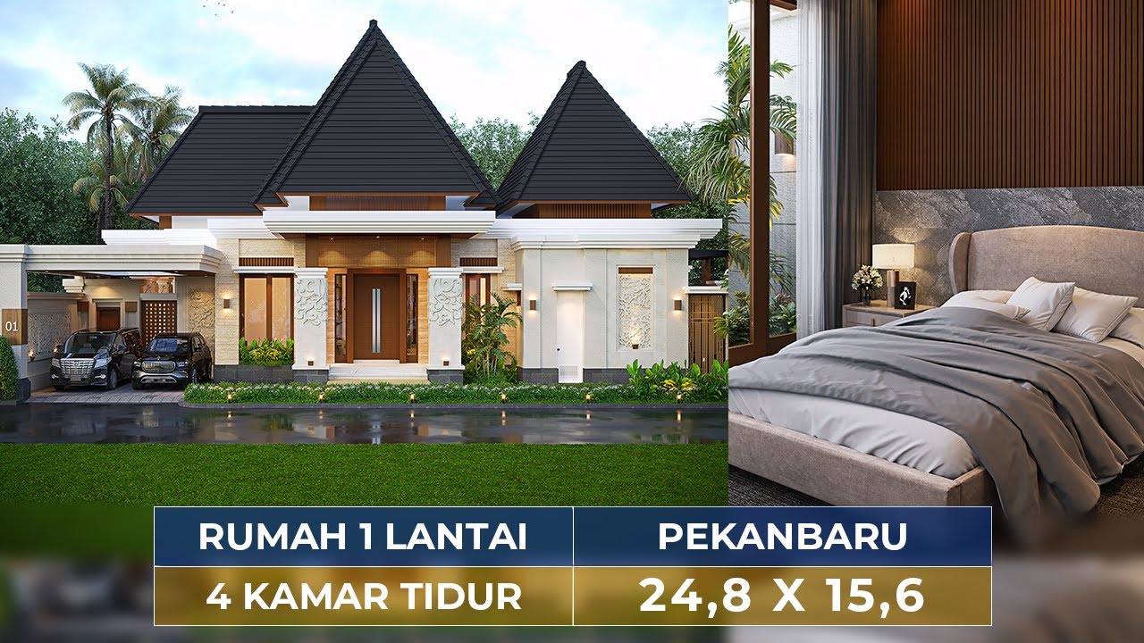 Video 3D Desain Rumah Villa Bali 1 Lantai Bapak AR 1602 - Pekanbaru
