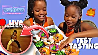 Test Tasting Krispy Kreme Skreme Edition Donuts | Zida The Gr8 Live Halloween Performance