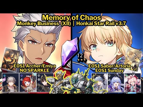 MoC Stage 12 E0S1 Archer No Sparkle and E0S1 Saber - Fate Collaboration Team | Honkai Star Rail v3.7