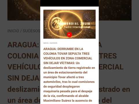 ARAGUA: DERRUMBE EN LA COLONIA TOVAR SEPULTA TRES VEHÍCULOS EN ZONA COMERCIAL SIN DEJAR VÍCTIMAS: