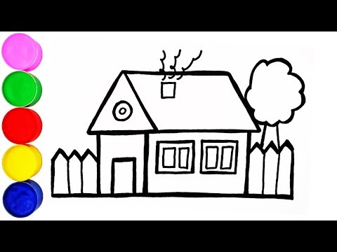 Haus Zeichnen und Malen für Kinder Deutsch für Kinder Farben Lernen