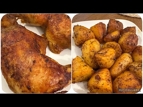 Les cuisses de poulet au four, accompagné avec les pommes de terre