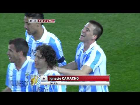 Gol de Camacho (2-2) en el Málaga CF - FC Barcelona - HD