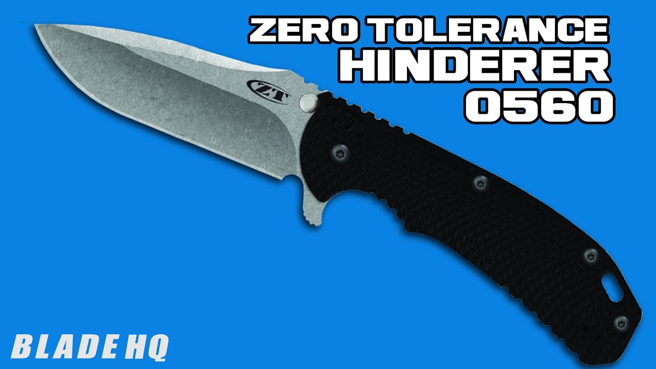 Zero Tolerance 0560 Knife Hinderer Black G-10 Flipper (3.75" Stonewash) ZT