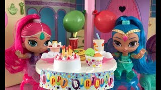 Shimmer & Shine Birthday Party! Cake Presents Dancing in the Disney Princess Dream Castle Dollhouse!