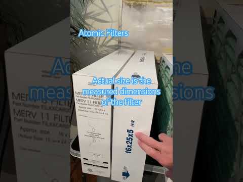 Part of a video titled 16x25x4 vs 16x25x5 they're often the Same Size filter #home #airfilter #diy
