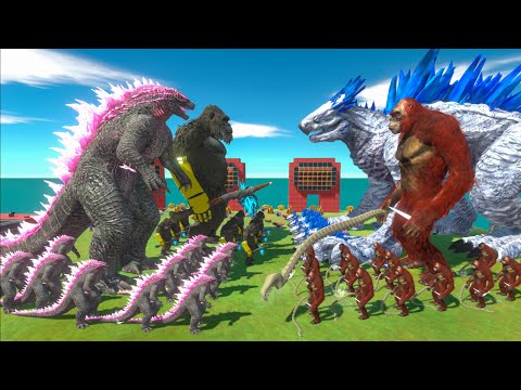Growing Godzilla Evolved x Kong VS Shimo x Scar King - Animal Revolt Battle Simulator