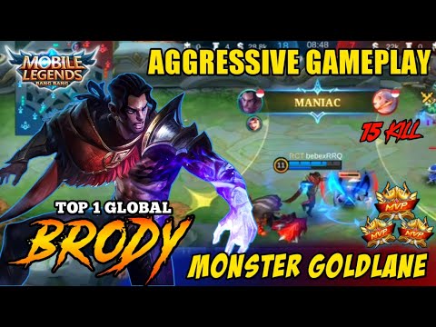 MANIAC!!! BRODY MONSTER GOLD LANE | ONLY 3 ITEM BRUTAL DAMAGE - BUILD TOP 1 GLOBAL BRODY ~ MLBB