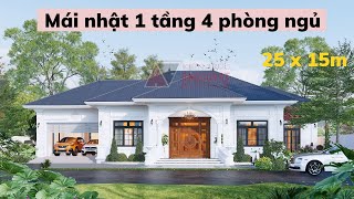 Mẫu Nhà Cấp 4 Có Phòng Thờ Riêng Mái Nhật 1 Tầng 4 Phòng Ngủ Kiến Trúc Tân Cổ Điển