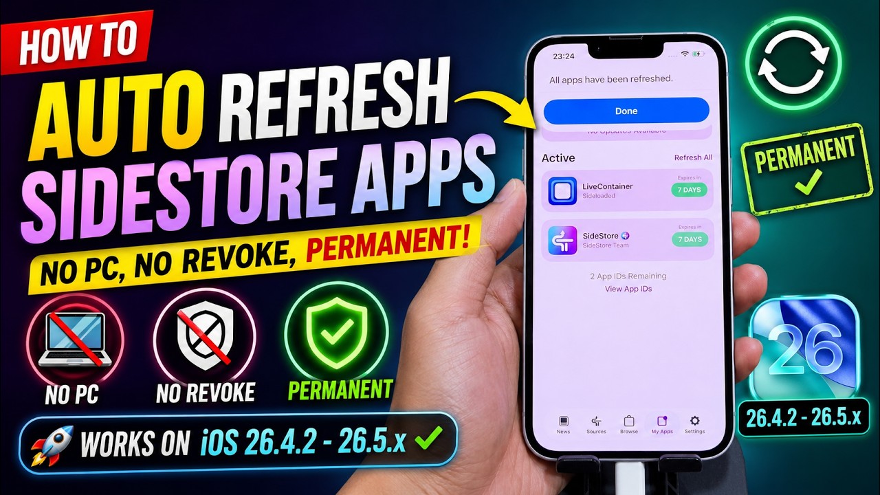 How to AUTO Refresh SideStore Apps (No PC, No Revoke) | iOS 26.4.2 - 26.5.x