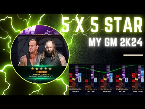 How to get 5 x 5 Star Legendary ratings on all matches in a PLE - MyGM WWE 2K24  (Simulating)