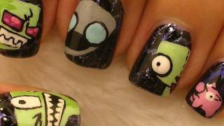 Invader Zim Nail Art / Diseño de Invasor Zim