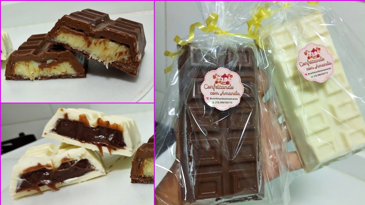 Barra de Chocolate Recheada ?? Mais uma opção para Páscoa, e Faça e venda pro ano todo! VENDE MUITO!